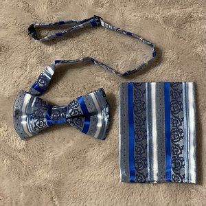 Blue Bow Tie w/Pocket Square